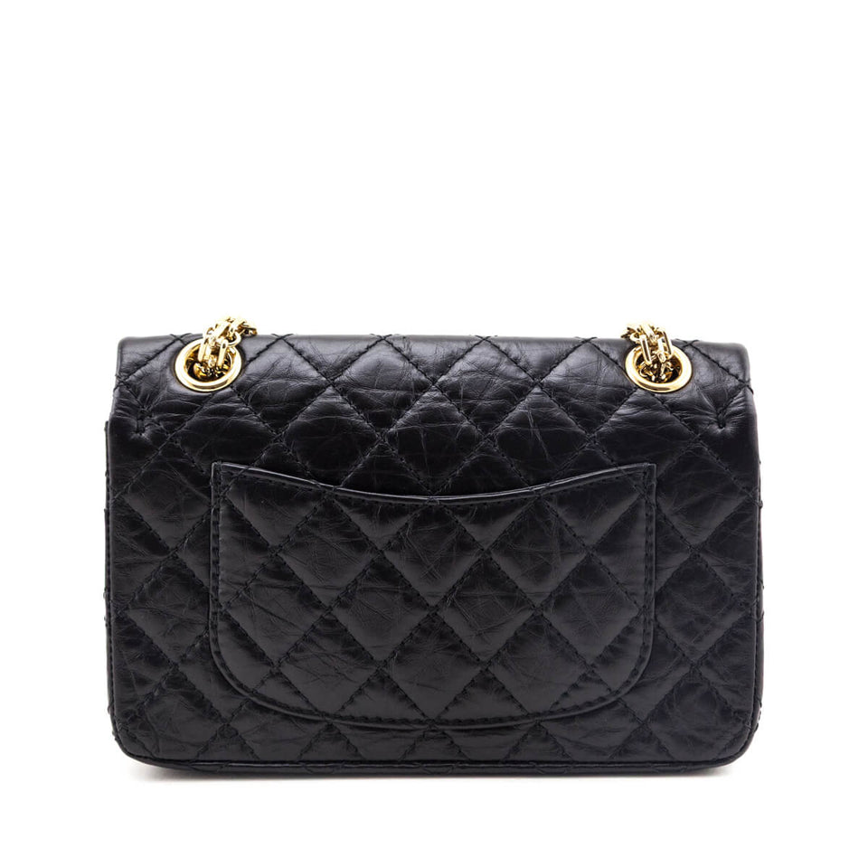 Chanel Black Aged Calfskin Quilted 2.55 Reissue Mini Flap Bag