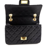 Chanel Black Aged Calfskin Quilted 2.55 Reissue Mini Flap Bag