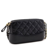 Chanel Black Aged Calfskin Quilted Small Gabrielle Clutch With Chain