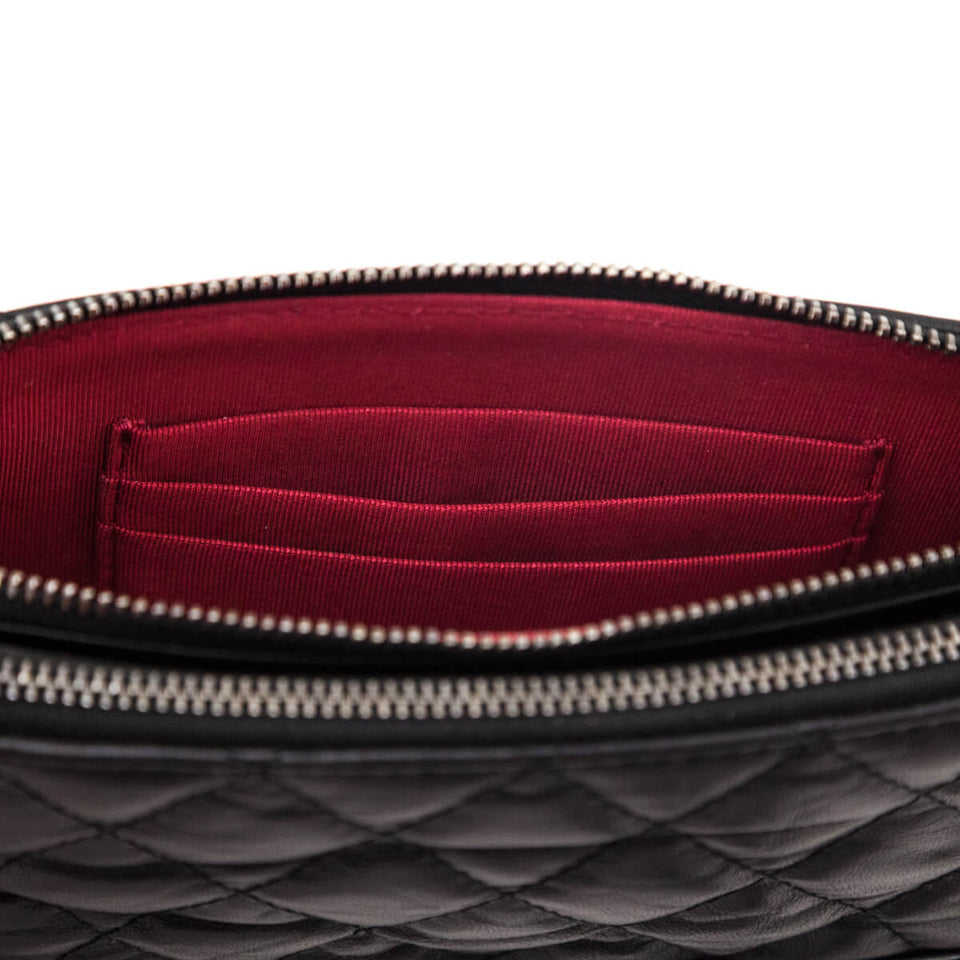 Chanel Black Aged Calfskin Quilted Small Gabrielle Clutch With Chain