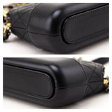 Chanel Black Aged Calfskin Quilted Small Gabrielle Clutch With Chain