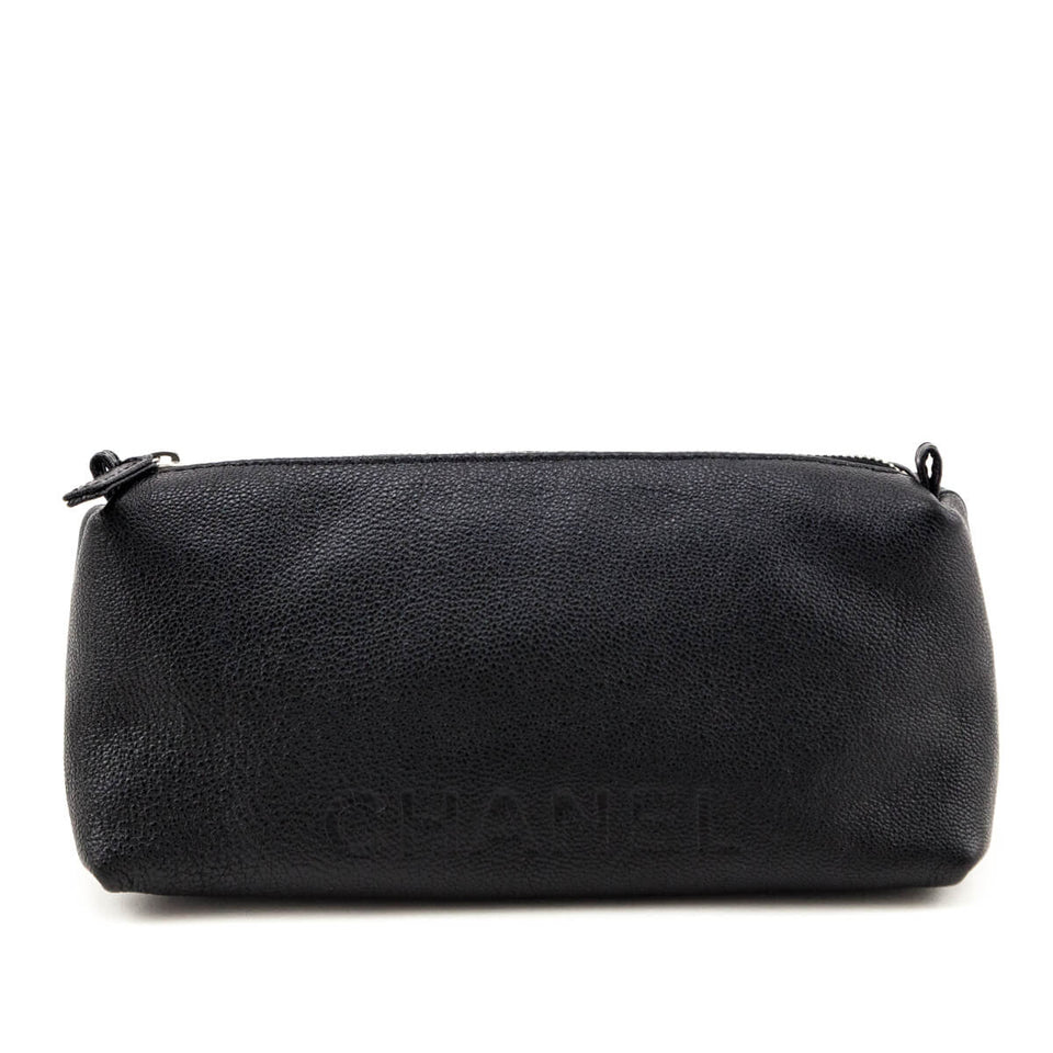 Chanel Black Calfskin Cosmetic Pouch
