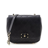 Chanel Black Calfskin Stitched Small Covered CC Flap Bag