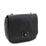 Chanel Black Calfskin Stitched Small Covered CC Flap Bag