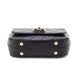 Chanel Black Calfskin Stitched Small Covered CC Flap Bag