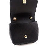 Chanel Black Calfskin Stitched Small Covered CC Flap Bag