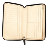 Chanel Black Camellia Embossed Lambskin Long Zip Wallet