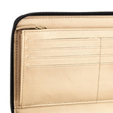 Chanel Black Camellia Embossed Lambskin Long Zip Wallet