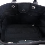 Chanel Black Canvas Mixed Fibers Pearl Large Deauville Tote