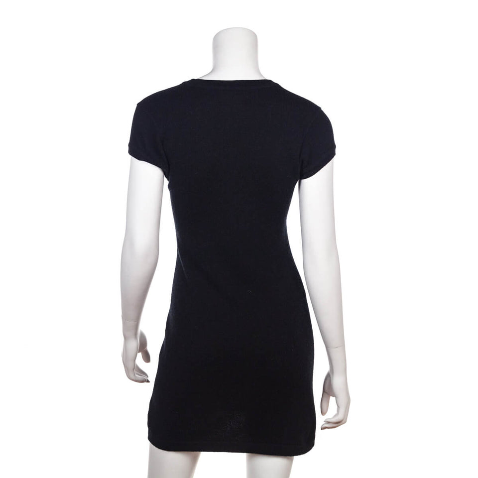 Chanel Black Cashmere Knit Coco Mini Dress Size XS | FR 36