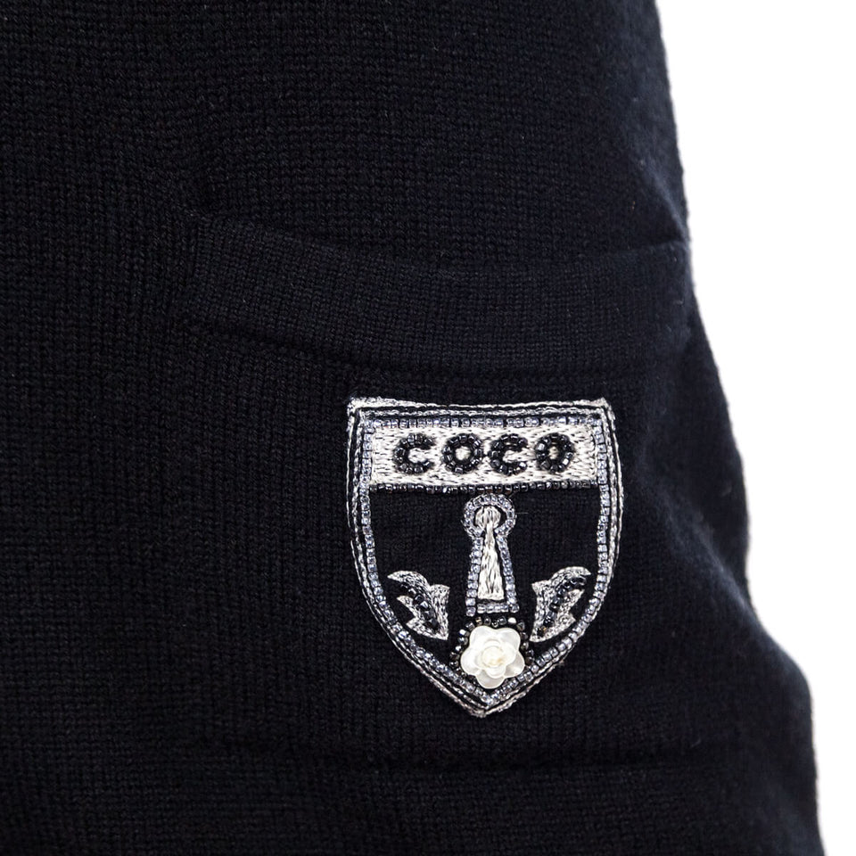 Chanel Black Cashmere Knit Coco Mini Dress Size XS | FR 36