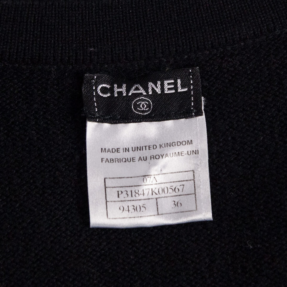 Chanel Black Cashmere Knit Coco Mini Dress Size XS | FR 36