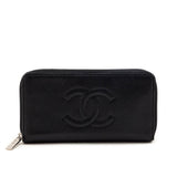 Chanel Black Caviar Large Timeless CC Zip Around Wallet