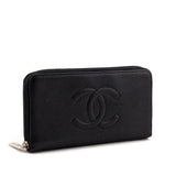 Chanel Black Caviar Large Timeless CC Zip Around Wallet