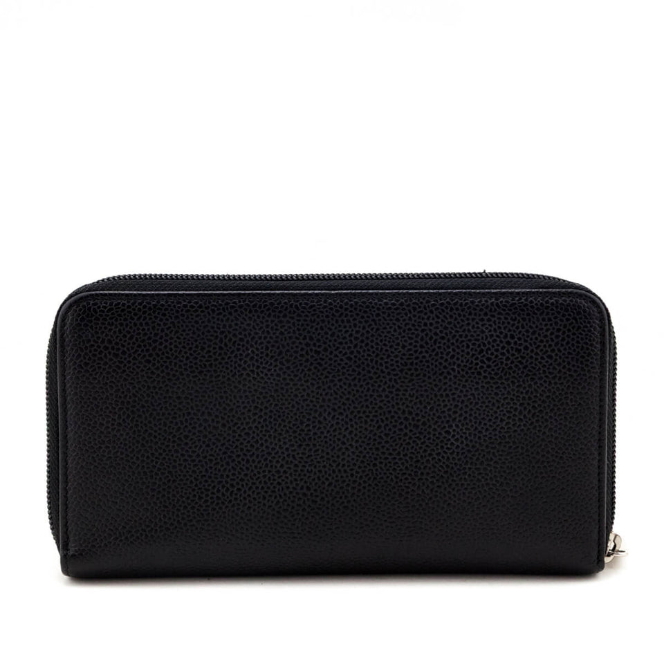 Chanel Black Caviar Large Timeless CC Zip Around Wallet