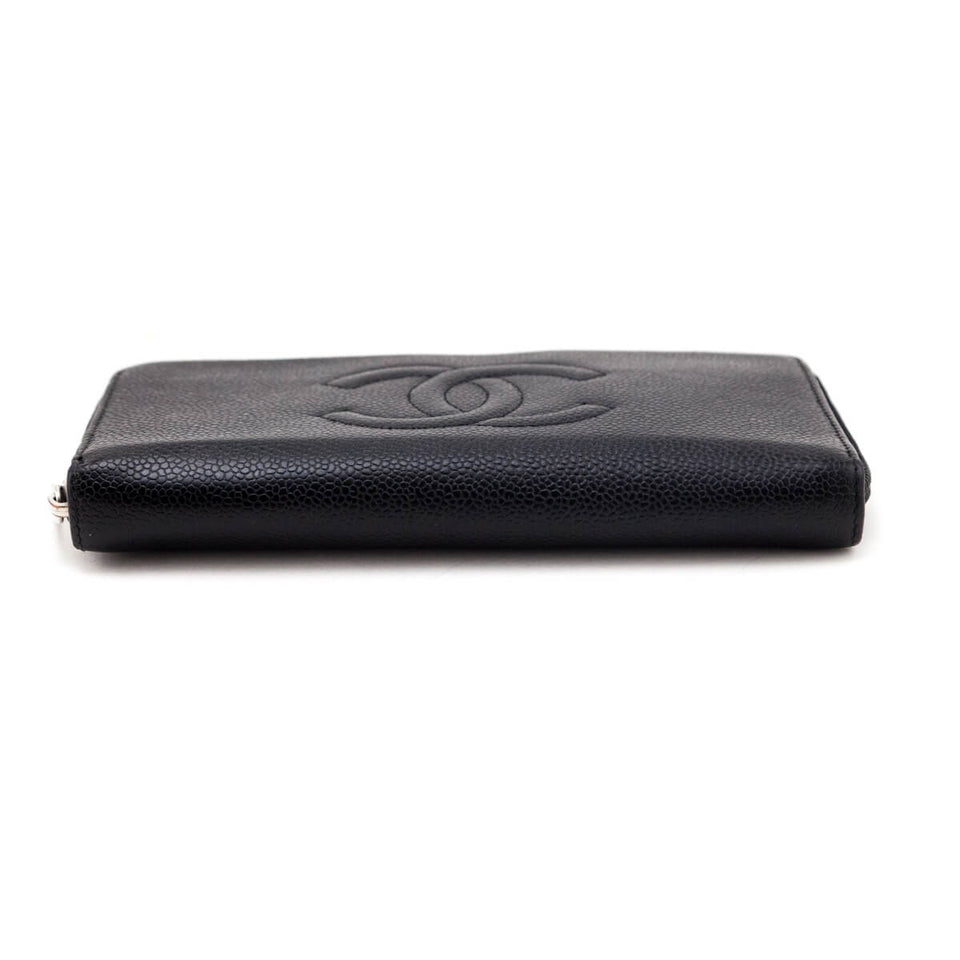 Chanel Black Caviar Large Timeless CC Zip Around Wallet