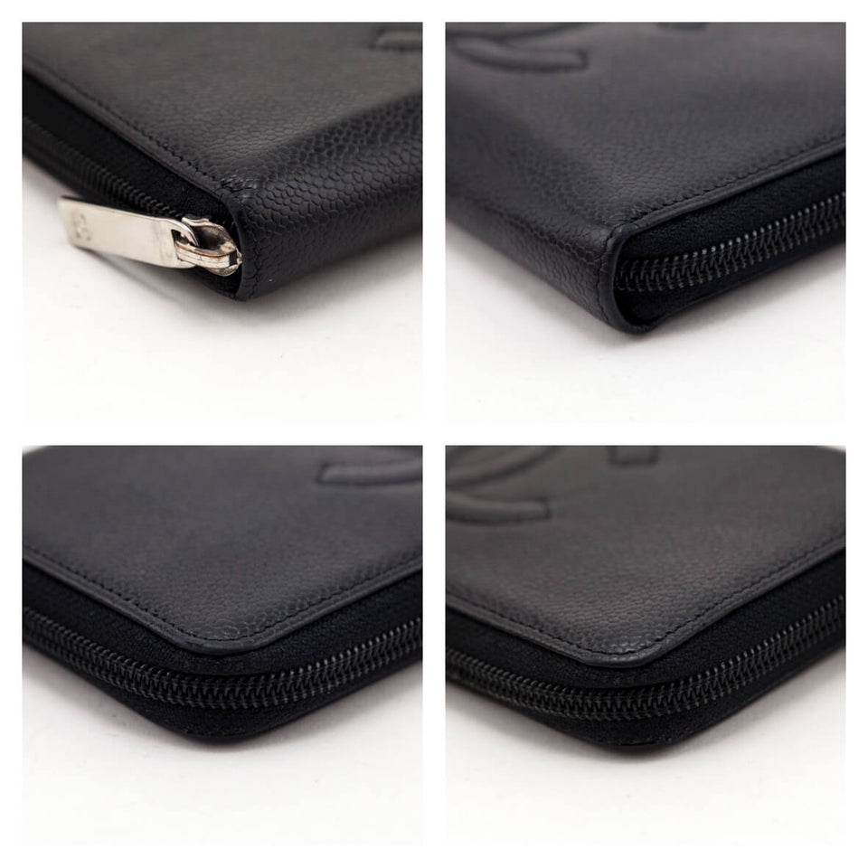 Chanel Black Caviar Large Timeless CC Zip Around Wallet