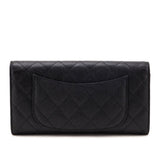 Chanel Black Caviar Quilted Travel Wallet Clutch