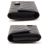 Chanel Black Caviar Quilted Travel Wallet Clutch