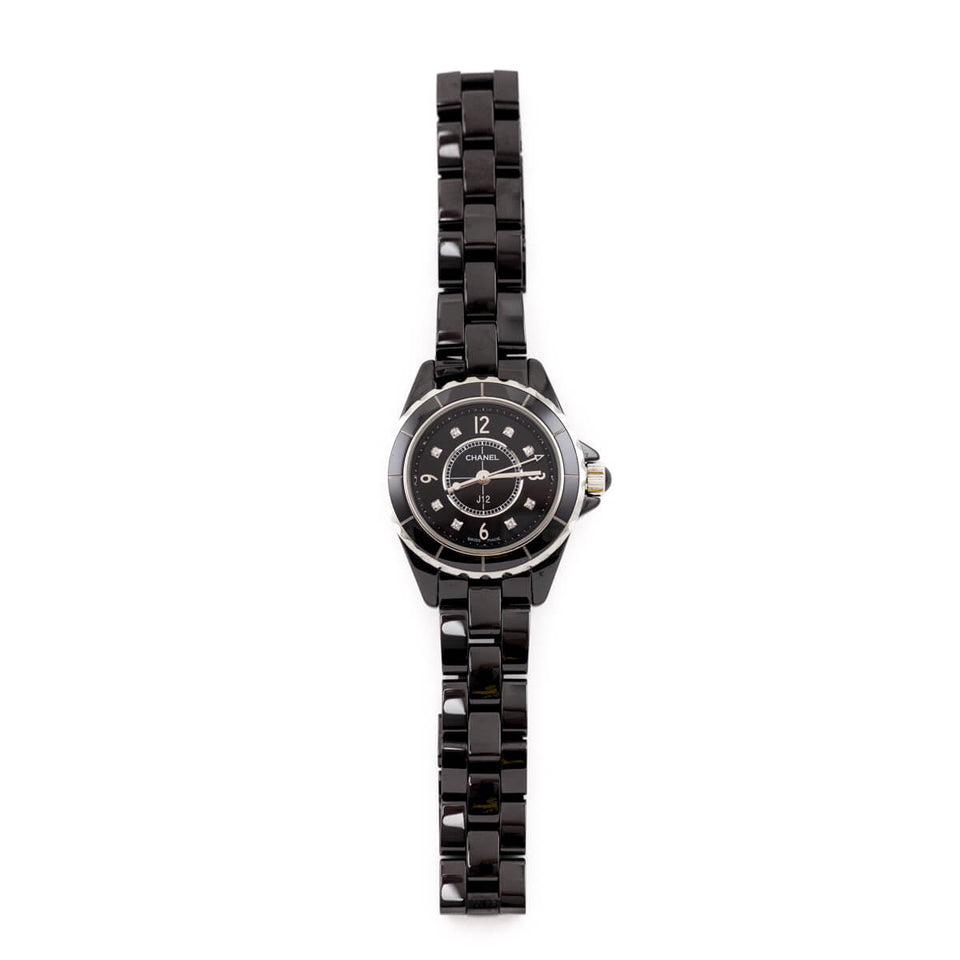Chanel Black Ceramic & Diamonds J12 29mm Watch