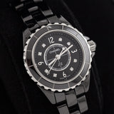 Chanel Black Ceramic & Diamonds J12 29mm Watch