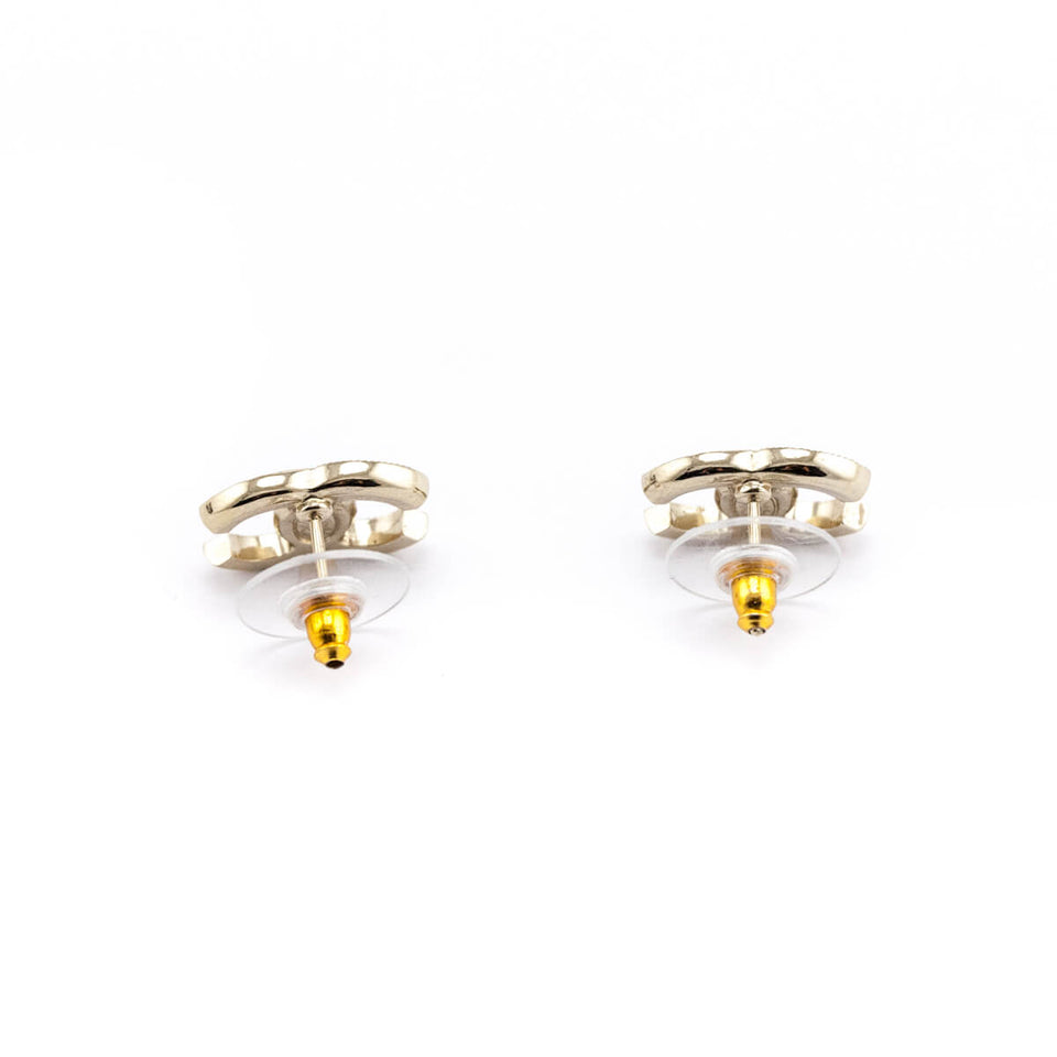 Chanel Black Enamel & Crystal CC Stud Earrings