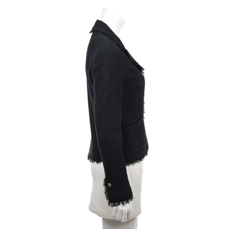 Chanel Black Frayed Vintage Jacket Size S | FR 38