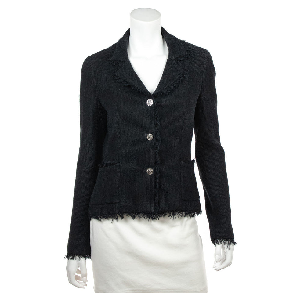 Chanel Black Frayed Vintage Jacket Size S | FR 38