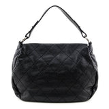 Chanel Black Glazed Calfskin Stitched XL On The Road Flap