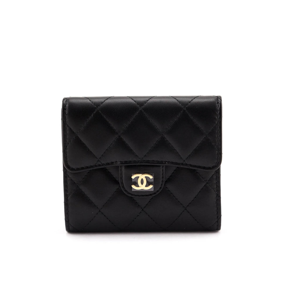 Chanel Black Lambskin Classic Small Flap Wallet