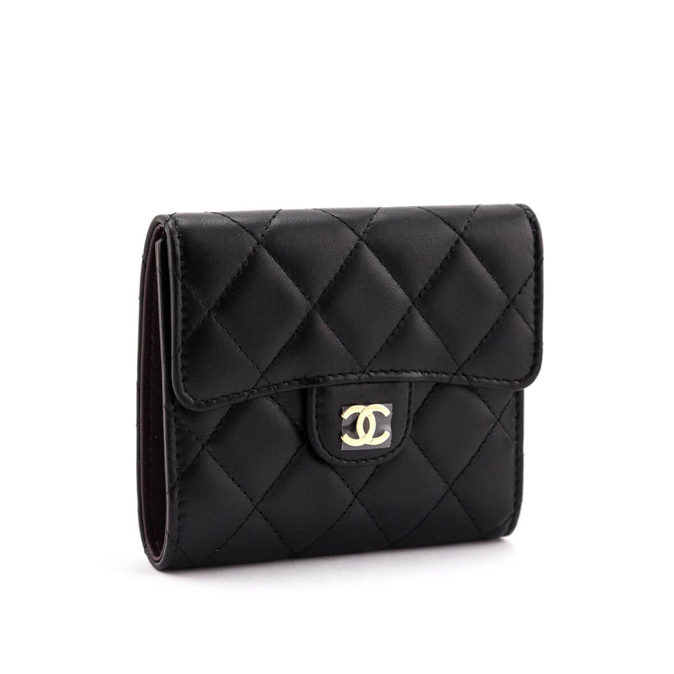 Chanel Black Lambskin Classic Small Flap Wallet