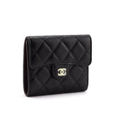 Chanel Black Lambskin Classic Small Flap Wallet