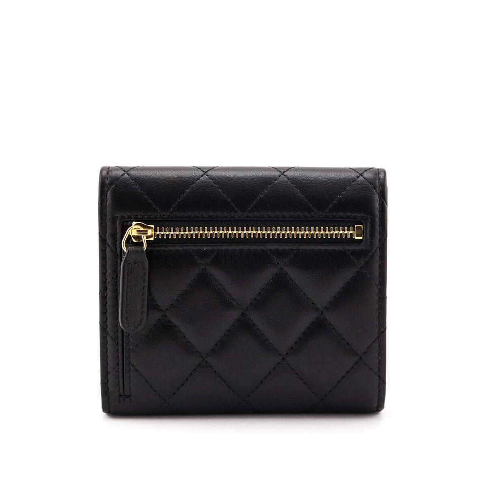 Chanel Black Lambskin Classic Small Flap Wallet