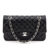 Chanel Black Lambskin Quilted Medium Double Flap