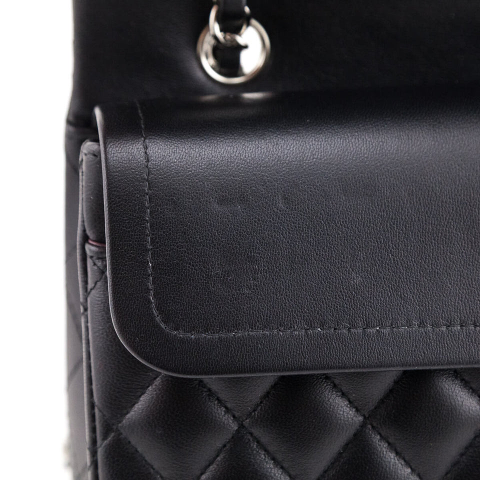 Chanel Black Lambskin Quilted Medium Double Flap
