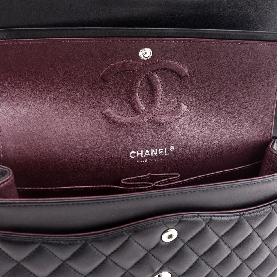 Chanel Black Lambskin Quilted Medium Double Flap