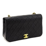 Chanel Black Lambskin Quilted Vintage Small Full Flap Crossbody Bag