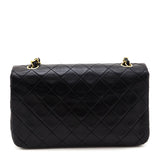 Chanel Black Lambskin Quilted Vintage Small Full Flap Crossbody Bag