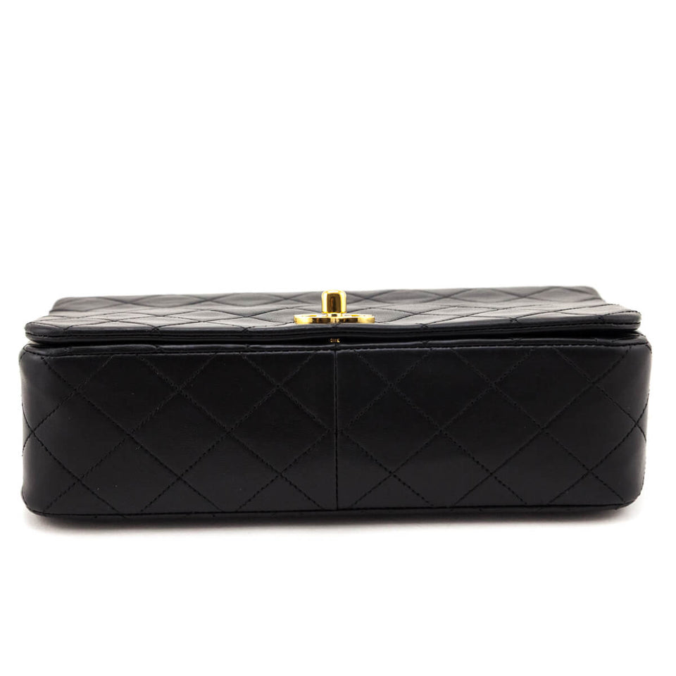 Chanel Black Lambskin Quilted Vintage Small Full Flap Crossbody Bag
