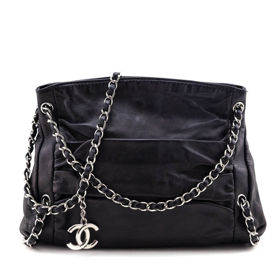 Chanel Black Lambskin Small Sharpei Shoulder Bag