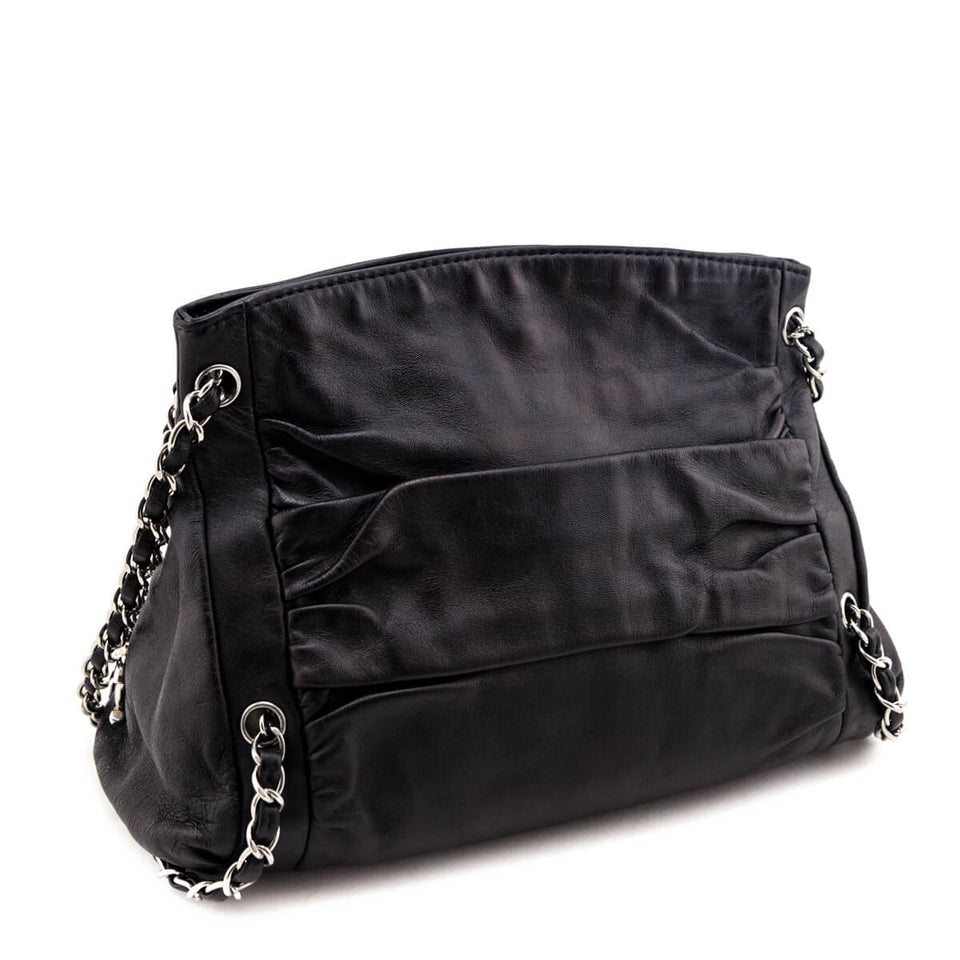 Chanel Black Lambskin Small Sharpei Shoulder Bag