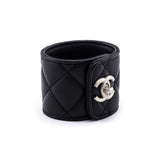 Chanel Black Leather CC Turn-Lock Cuff