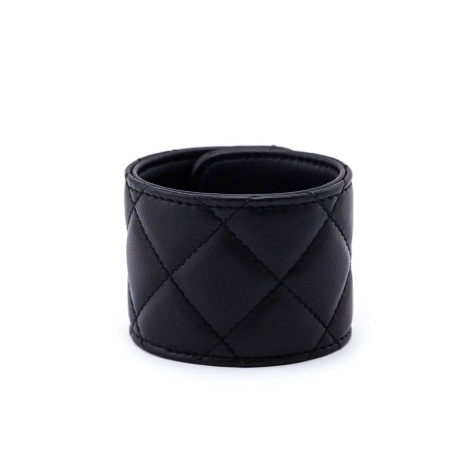 Chanel Black Leather CC Turn-Lock Cuff