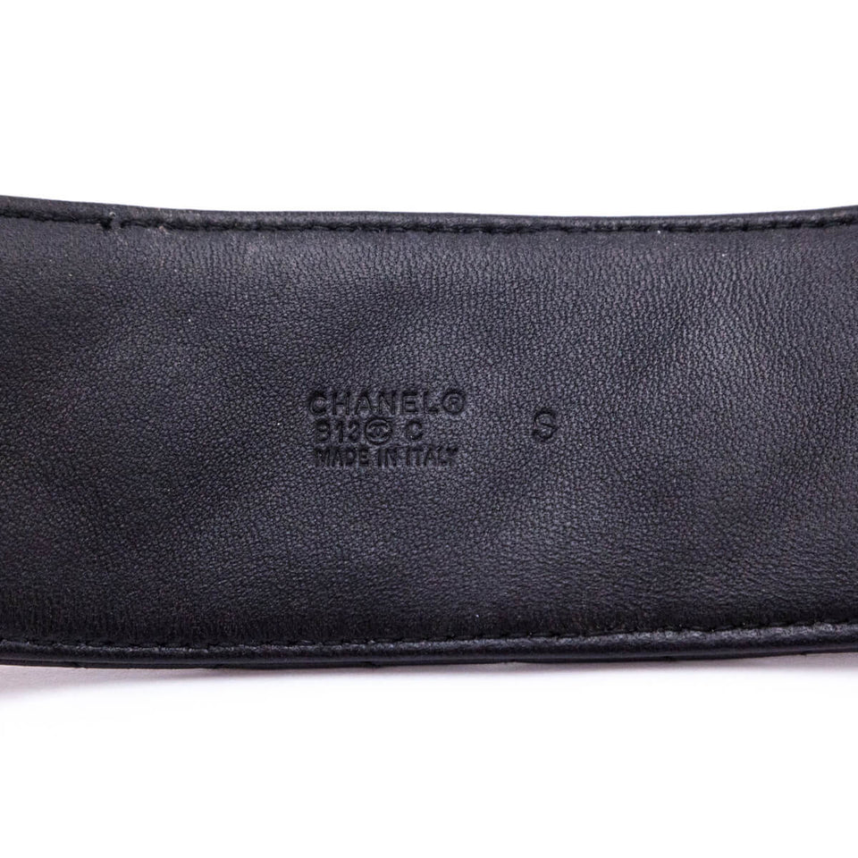 Chanel Black Leather CC Turn-Lock Cuff