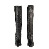 Chanel Black Leather Cap Toe Knee High Boots Size 6.5 | EU 36.5