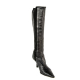 Chanel Black Leather Cap Toe Knee High Boots Size 6.5 | EU 36.5