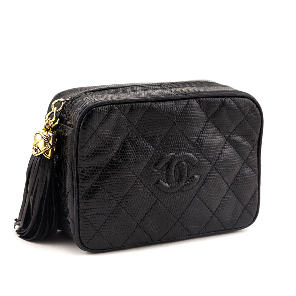 Chanel Black Lizard CC Camera Bag