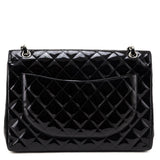 Chanel Black Patent Quilted Jumbo Single Flap