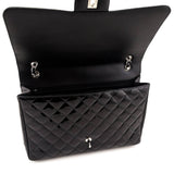 Chanel Black Patent Quilted Jumbo Single Flap