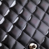 Chanel Black Patent Quilted Jumbo Single Flap